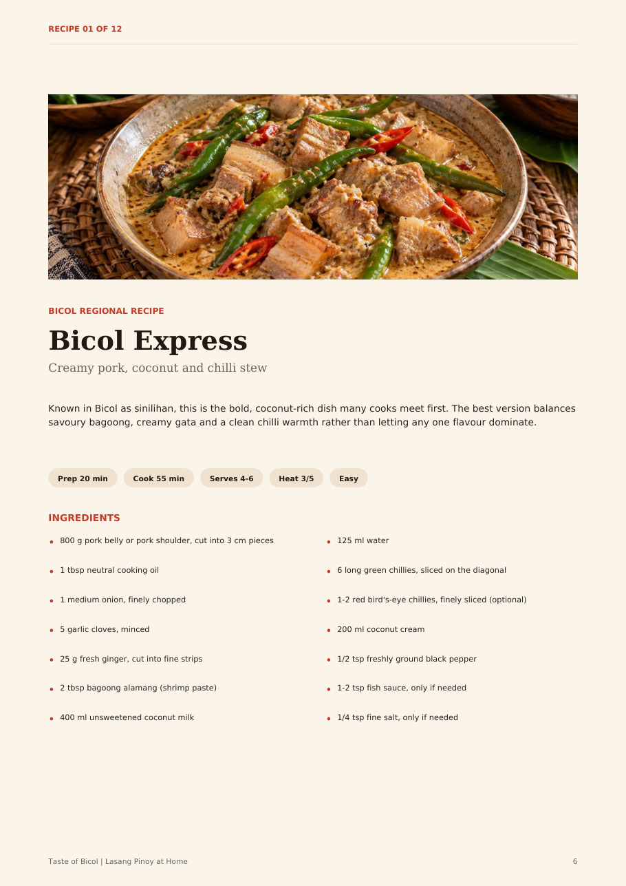 Kinunot na Isda recipe page from Taste of Bicol