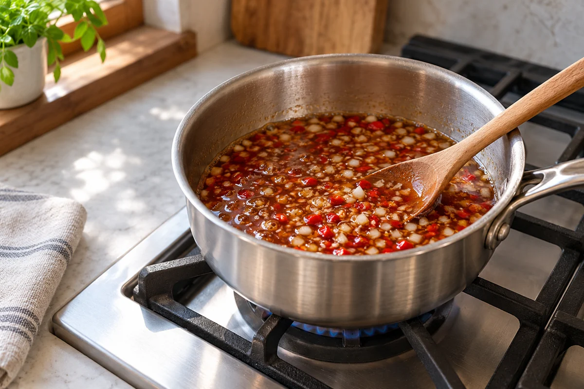 Cooking illustration: Thicken the manong sauce