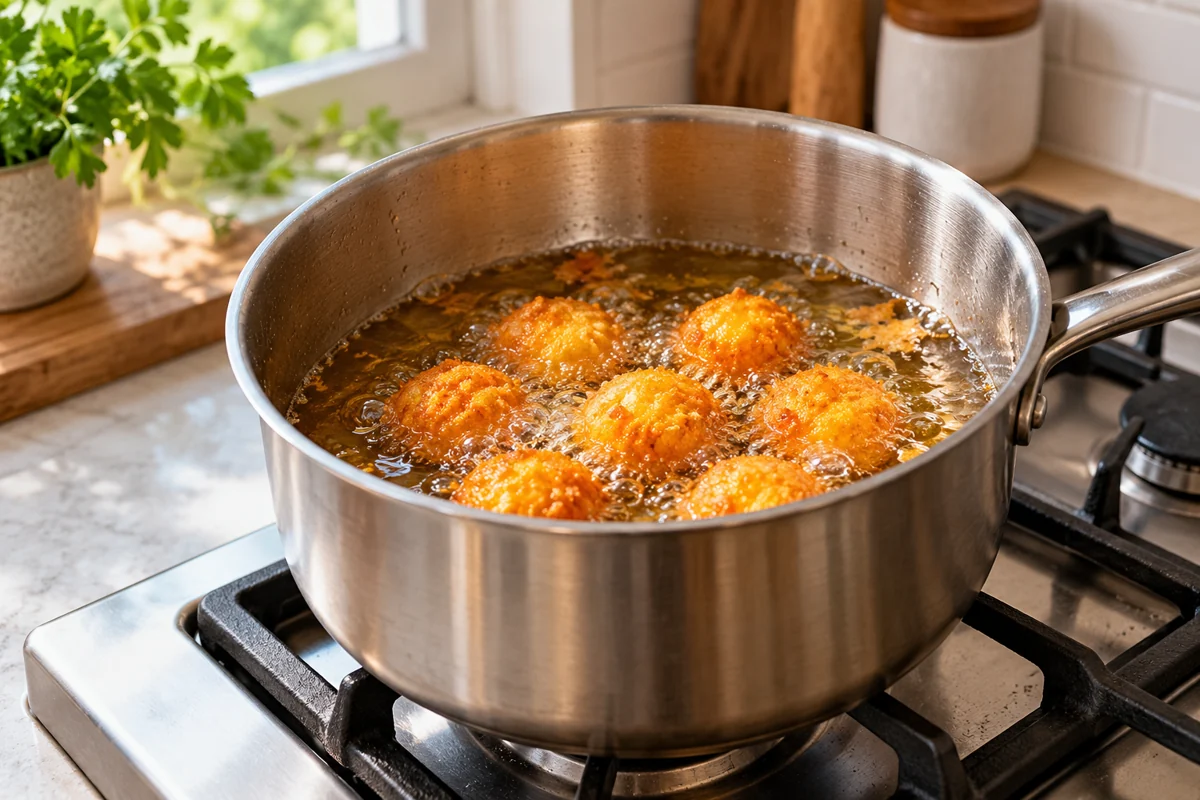 Cooking illustration: Fry in small batches