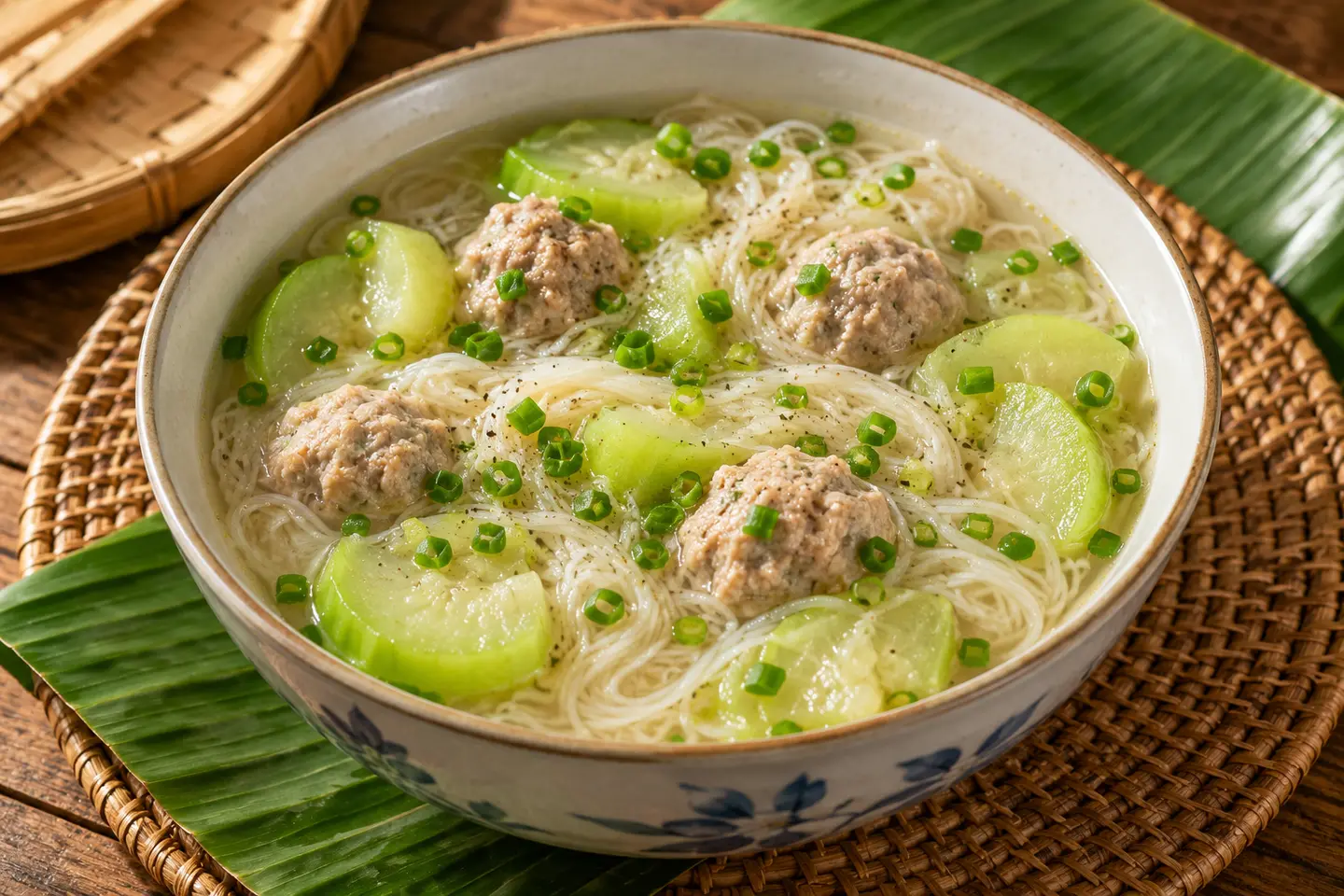 Misua with Patola and Meatballs